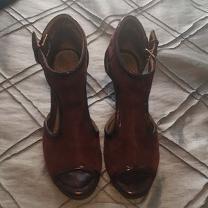 Euro soft wine colored suede heel